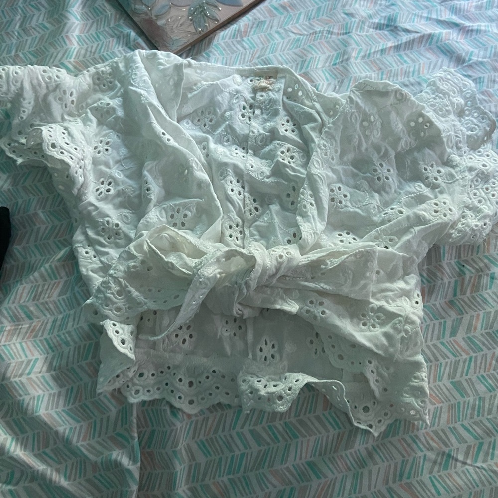 white front tie blouse